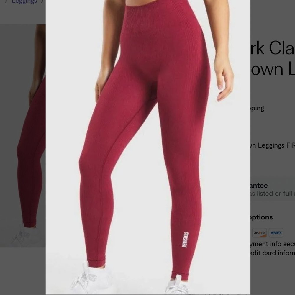 Gymshark Ribbed High-Waist Leggings in Burgundy